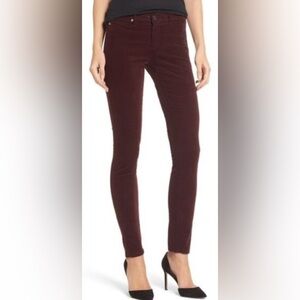 AG JEANS 24 CORDUROY LEGGING SUPER SKINNY FIT JEANS DEEP CURRANT $188 NWT